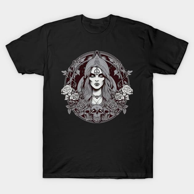 Dark Nun with her skull and Roses T-Shirt by The-Dark-King